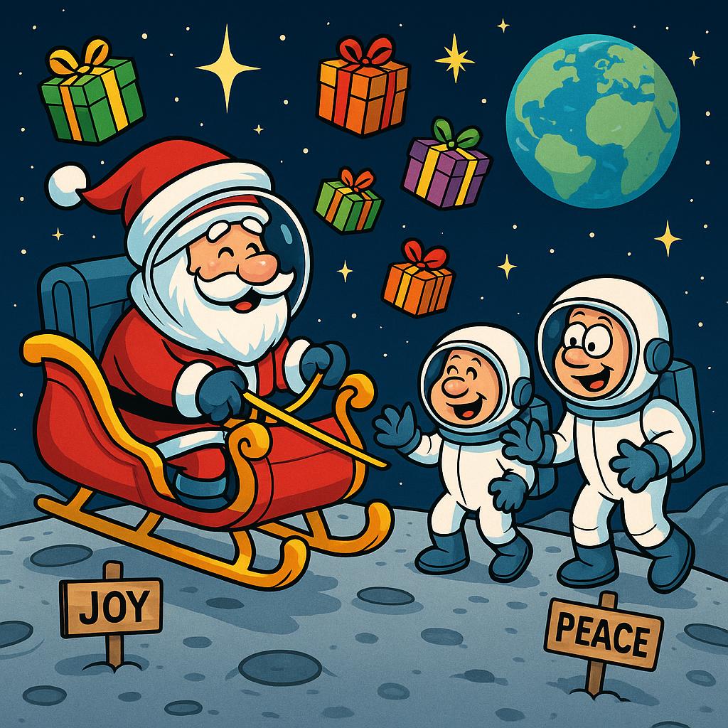 Cosmic Christmas: Imagining the First Gift Delivery to the Moon!